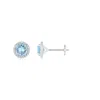 Angara Classic Aquamarine And Diamond Halo Stud Earrings In White Gold/light Swiss Blue