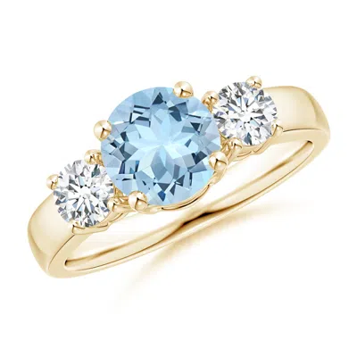 Angara Classic Aquamarine And Diamond Three Stone Engagement Ring In Gold