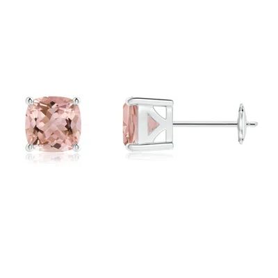 Angara Classic Basket-set Cushion Morganite Stud Earrings In Metallic