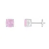 Angara Classic Basket-set Cushion Rose Quartz Stud Earrings In White Gold/medium Pink