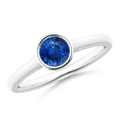 Angara Classic Bezel-set Round Blue Sapphire Solitaire Ring In Metallic