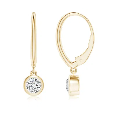 Angara Classic Bezel-set Round Diamond Leverback Drop Earrings In Gold