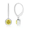 Angara Classic Bezel-set Round Fancy Intense Yellow Diamond Leverback Drop Earrings In White Gold/fancy Intense