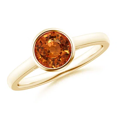 Angara Classic Bezel-set Round Orange Sapphire Solitaire Ring In Gold