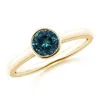 Angara Classic Bezel-set Round Teal Montana Sapphire Solitaire Ring In Yellow Gold/medium Greenish Blue