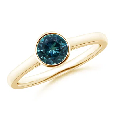 Angara Classic Bezel-set Round Teal Montana Sapphire Solitaire Ring In Gold