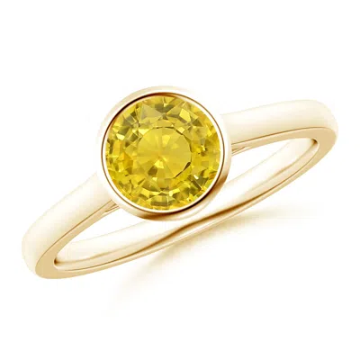 Angara Classic Bezel-set Round Yellow Sapphire Solitaire Ring In Gold
