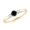 Angara Classic Black Onyx And Diamond Three Stone Engagement Ring In Yellow Gold/black
