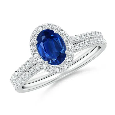Angara Classic Blue Sapphire And Diamond Bridal Set