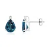 Angara Classic Claw-set Pear Lab-grown Alexandrite Solitaire Stud Earrings In White Gold/bluish Green Changing To Brownish Or Pinkish Purple