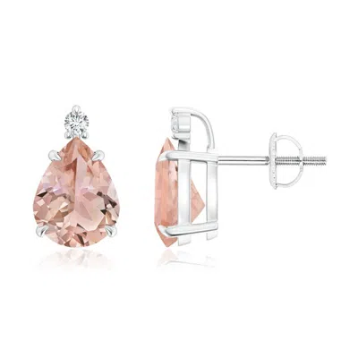 Angara Classic Claw-set Pear Morganite Solitaire Stud Earrings In Pink