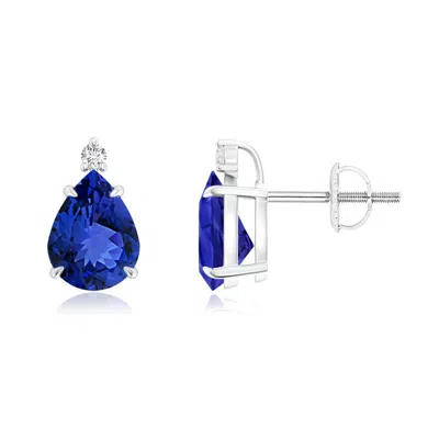 Angara Classic Claw-set Pear Tanzanite Solitaire Stud Earrings In Metallic
