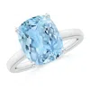 Angara Classic Cushion Aquamarine Solitaire Engagement Ring With Hidden Accents In White Gold/swiss Blue