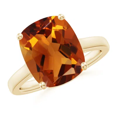 Angara Classic Cushion Citrine Solitaire Ring With Hidden Accents In Gold