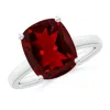 Angara Classic Cushion Garnet Solitaire Ring In White Gold/rich Brownish Red