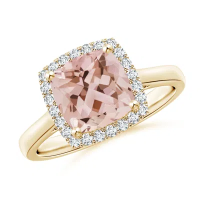 Angara Classic Cushion Morganite Halo Engagement Ring In Gold