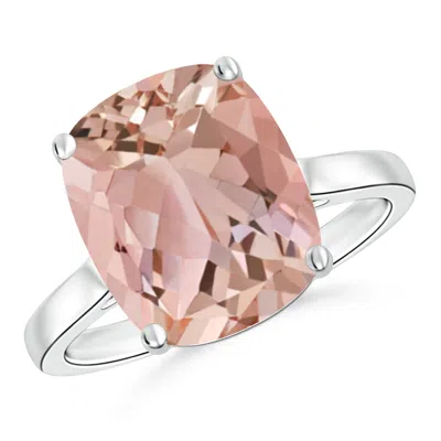 Angara Classic Cushion Morganite Solitaire Ring With Hidden Accents In Metallic