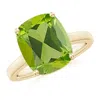Angara Classic Cushion Peridot Solitaire Ring With Hidden Accents In Yellow Gold/yellowish Green