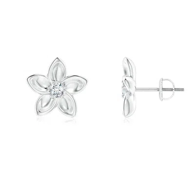 Angara Classic Diamond Plumeria Flower Earrings In Metallic