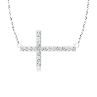Angara Classic Diamond Sideways Cross Necklace In Metallic