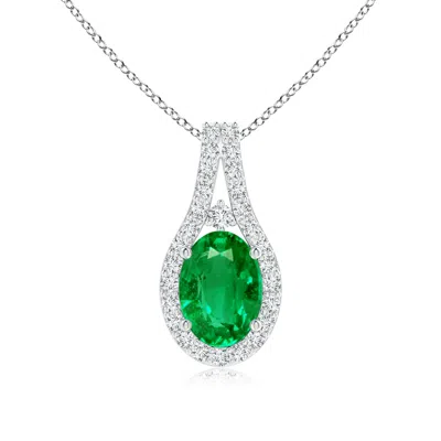 Angara Classic Emerald And Diamond Halo Pendant In Green