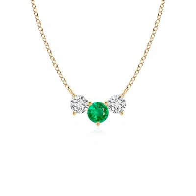 Angara Classic Emerald And Diamond Necklace In Gold