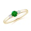 Angara Classic Emerald And Diamond Three Stone Engagement Ring In Yellow Gold/rich Green