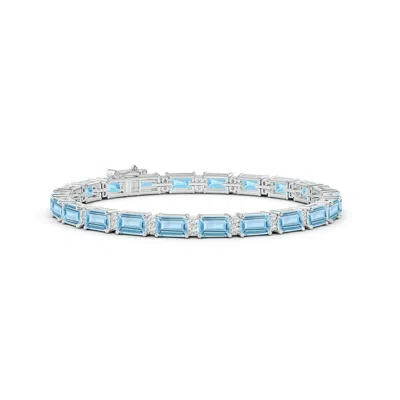 Angara Classic Emerald-cut Aquamarine Bracelet With Diamonds In Blue