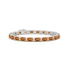 Angara Classic Emerald-cut Citrine Bracelet With Diamonds In White Gold/golden