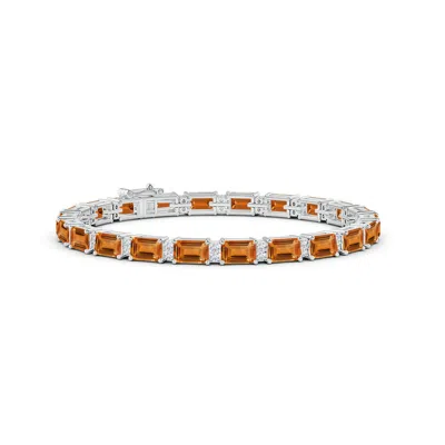 Angara Classic Emerald-cut Citrine Bracelet With Diamonds In Metallic