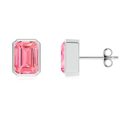 Angara Classic Emerald-cut Fancy Intense Pink Diamond Solitaire Stud Earrings