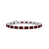 Angara Classic Emerald-cut Garnet Bracelet With Diamonds In White Gold/medium Red