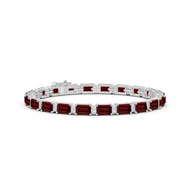 Angara Classic Emerald-cut Garnet Bracelet With Diamonds In Metallic