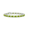 Angara Classic Emerald-cut Peridot Bracelet With Diamonds In White Gold/yellowish Green