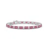 Angara Classic Emerald-cut Pink Tourmaline Bracelet With Diamonds In White Gold/medium Pink
