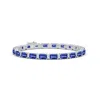 Angara Classic Emerald-cut Tanzanite Bracelet With Diamonds In White Gold/rich Violet Blue
