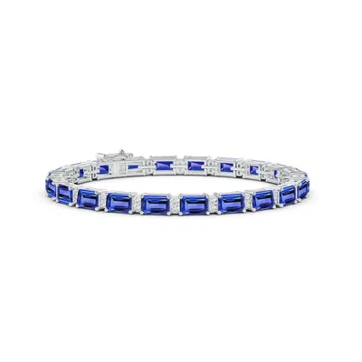 Angara Classic Emerald-cut Tanzanite Bracelet With Diamonds In Metallic