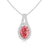 Angara Classic Fancy Intense Pink And White Diamond Halo Pendant In White Gold/fancy Intense