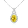 Angara Classic Fancy Intense Yellow And White Diamond Halo Pendant In White Gold/fancy Intense