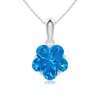 Angara Classic Five-petal Flower Swiss Blue Topaz Pendant In White Gold/swiss Blue