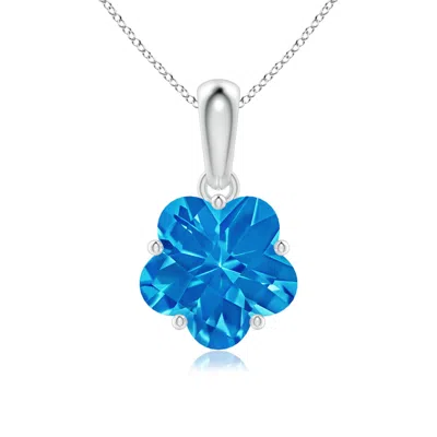 Angara Classic Five-petal Flower Swiss Blue Topaz Pendant