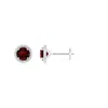 Angara Classic Garnet And Diamond Halo Stud Earrings In White Gold/medium Red
