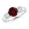 Angara Classic Garnet And Diamond Three Stone Engagement Ring In Platinum/rich Red