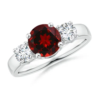 Angara Classic Garnet And Diamond Three Stone Engagement Ring In Metallic