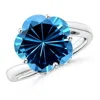 Angara Classic Gia Certified Five-petal Swiss Blue Topaz Flower Ring In White Gold/swiss Blue