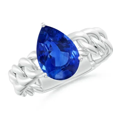Angara Classic Gia Certified Pear-shaped Blue Sapphire Chain Solitaire Ring