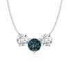 Angara Classic Lab-grown Alexandrite And Diamond Necklace In White Gold/bluish Green Changing To Brownish Or Pinkish Purple