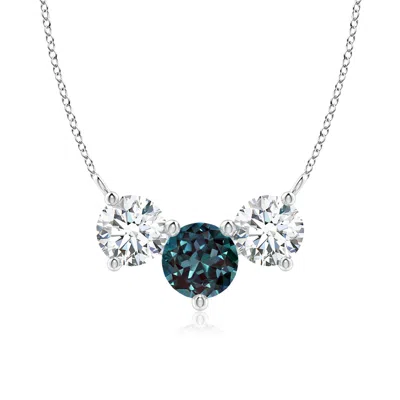 Angara Classic Lab-grown Alexandrite And Diamond Necklace In Metallic