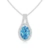 Angara Classic Lab-grown Fancy Intense Blue And White Diamond Halo Pendant In White Gold/fancy Intense