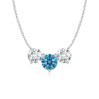 Angara Classic Lab-grown Fancy Intense Blue And White Diamond Necklace In Metallic